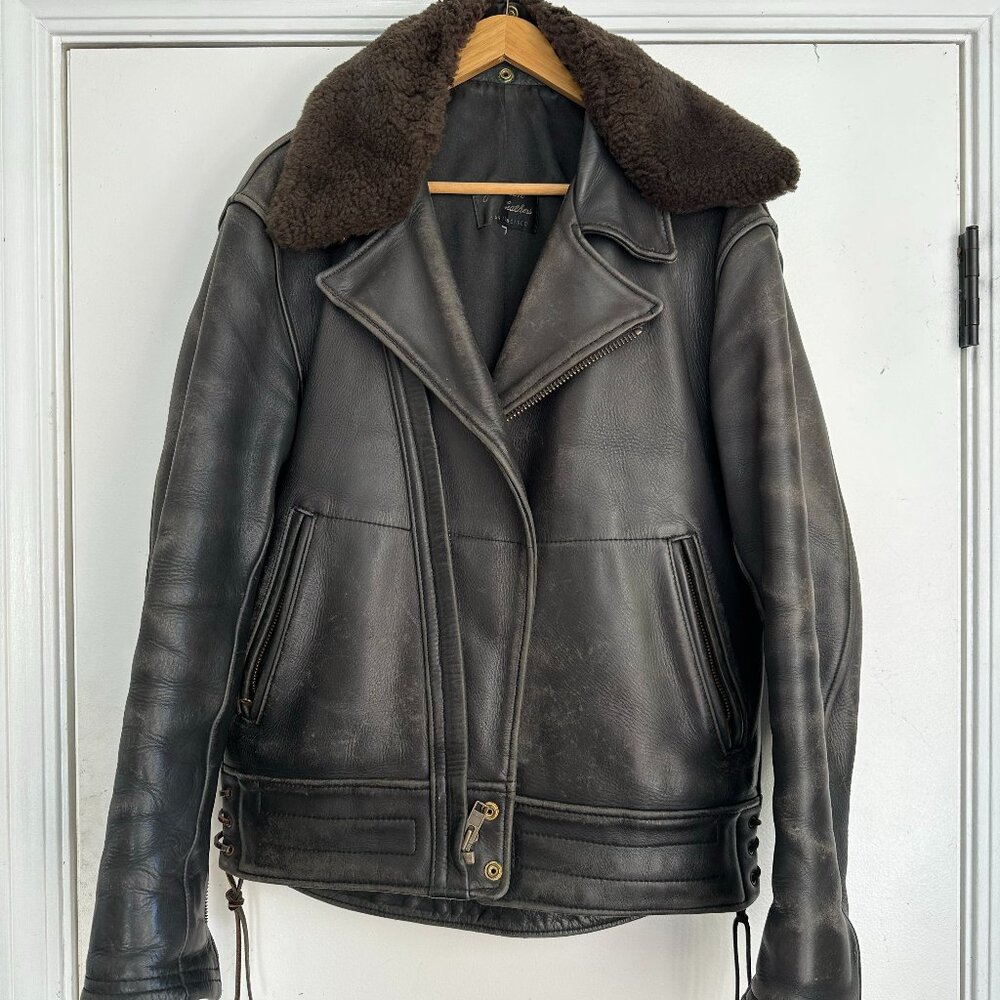 mens Leather jacket with collar